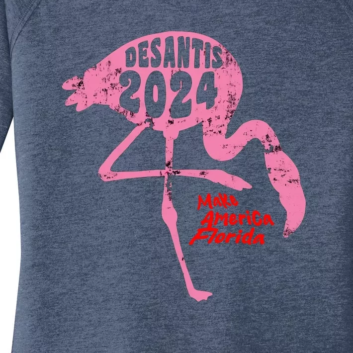 DeSantis 2024 Make America Florida Flamingo Election Women's Perfect Tri Tunic Long Sleeve Shirt