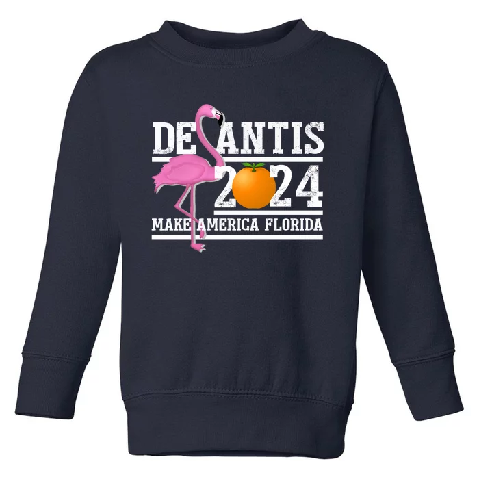 DeSantis 2024 Make America Florida Flamingo Election Toddler Sweatshirt