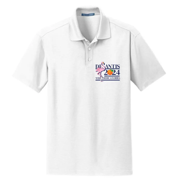 DeSantis 2024 Make America Florida Flamingo Election Dry Zone Grid Performance Polo