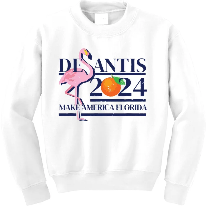 DeSantis 2024 Make America Florida Flamingo Election Kids Sweatshirt