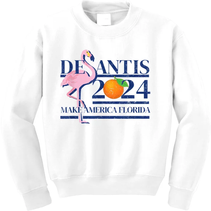 DeSantis 2024 Make America Florida Flamingo Election Kids Sweatshirt