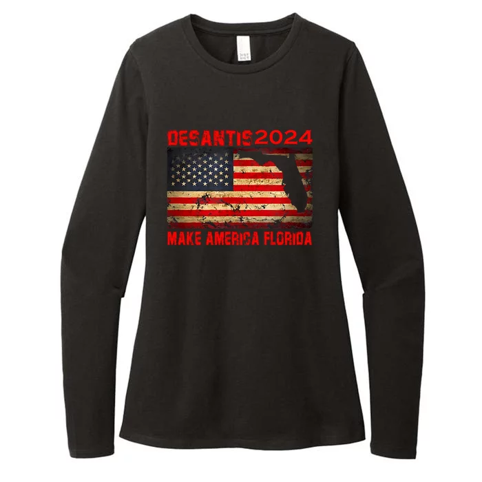 DeSantis 2024 Make America Florida Flamingo Election Gift Womens CVC Long Sleeve Shirt