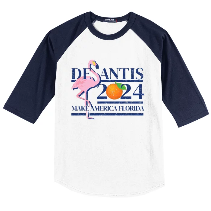 Desantis 2024 Make America Florida Flamingo Election Baseball Sleeve Shirt