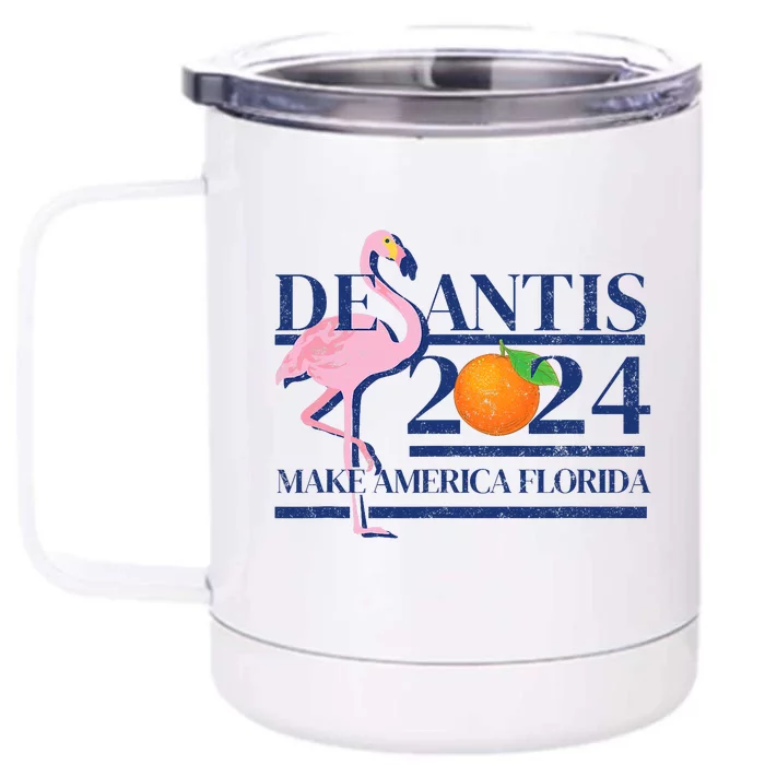 Desantis 2024 Make America Florida Flamingo Election Front & Back 12oz Stainless Steel Tumbler Cup