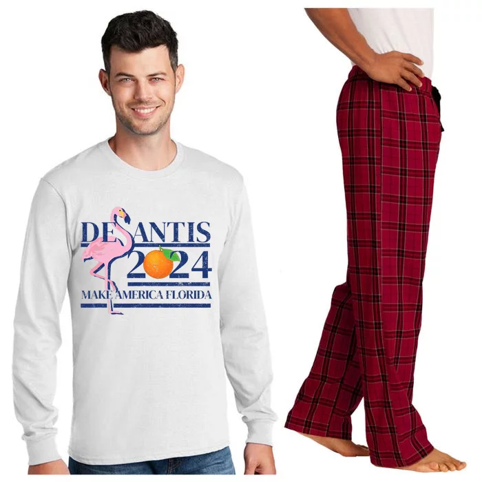 Desantis 2024 Make America Florida Flamingo Election Long Sleeve Pajama Set