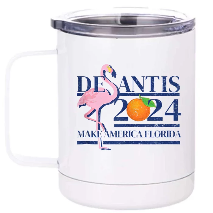 Desantis 2024 Make America Florida Flamingo Front & Back 12oz Stainless Steel Tumbler Cup