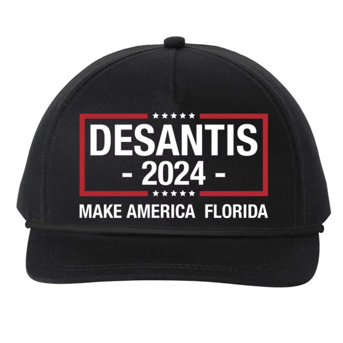 DeSantis 2024 Make America Florida Vintage US Flag Snapback Five-Panel Rope Hat