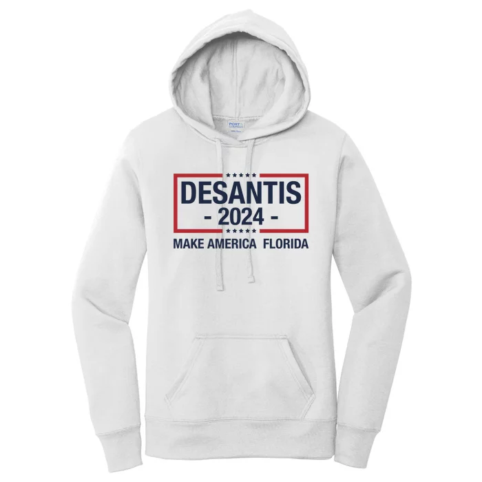 DeSantis 2024 Make America Florida Vintage US Flag Women's Pullover Hoodie