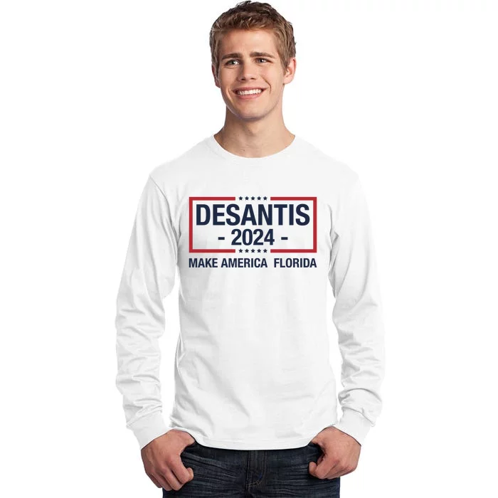 DeSantis 2024 Make America Florida Vintage US Flag Tall Long Sleeve T-Shirt