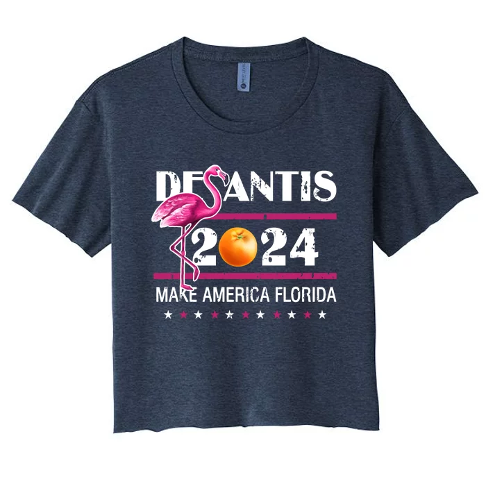 Desantis 2024 Make America Florida Flamingo Women's Crop Top Tee