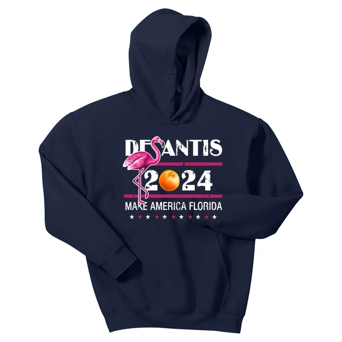 Desantis 2024 Make America Florida Flamingo Kids Hoodie