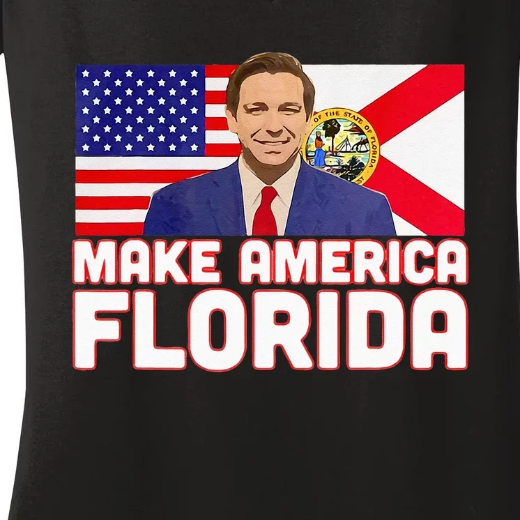 DeSantis 2024 Make America Florida DeSantis 2024 Women's V-Neck T-Shirt