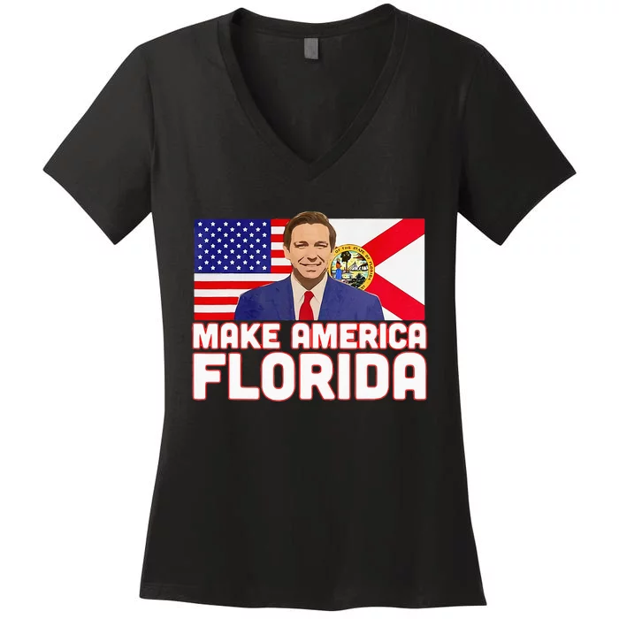 DeSantis 2024 Make America Florida DeSantis 2024 Women's V-Neck T-Shirt