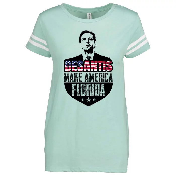 Desantis 2024 Make America Florida Enza Ladies Jersey Football T-Shirt