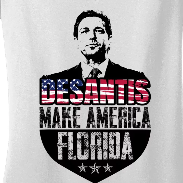 Desantis 2024 Make America Florida Women's V-Neck T-Shirt