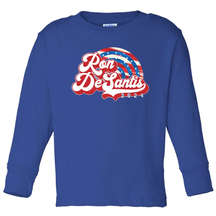 Desantis 2024 Make America Florida Election Retro Distressed Cool Gift Toddler Long Sleeve Shirt