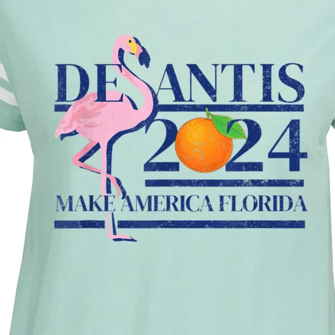 Desantis 2024 Make America Florida Enza Ladies Jersey Football T-Shirt