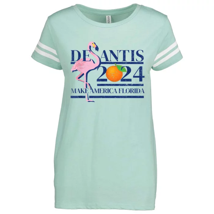 Desantis 2024 Make America Florida Enza Ladies Jersey Football T-Shirt