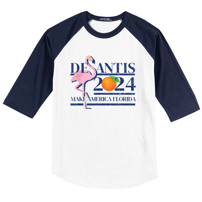 DeSantis 2024 Make America Florida Flamingo Election Baseball Sleeve Shirt