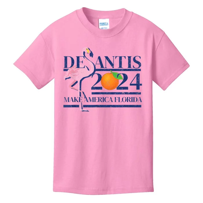 DeSantis 2024 Make America Florida Flamingo Election Kids T-Shirt