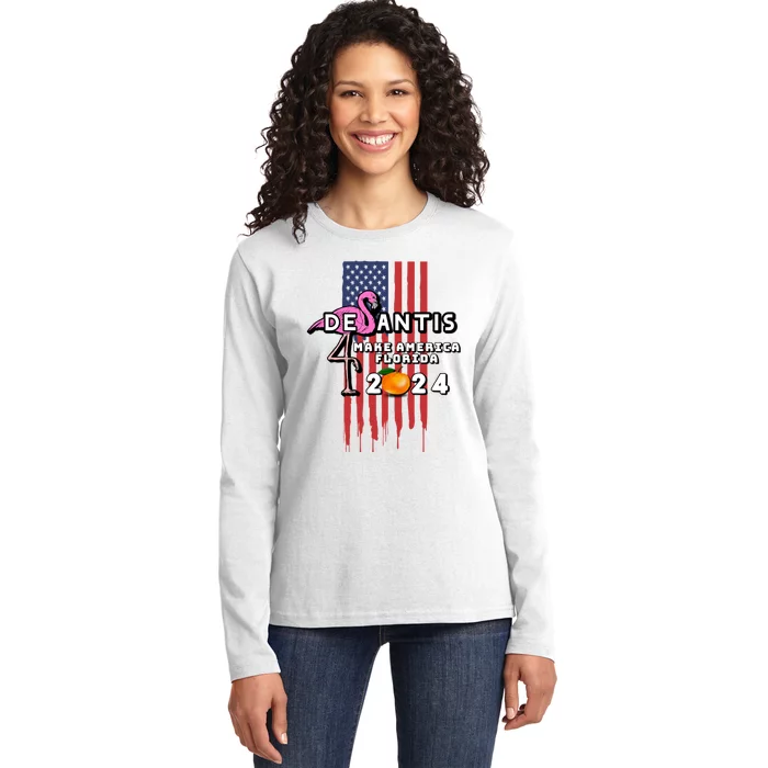 Desantis 2024 Make America Florida Ladies Long Sleeve Shirt