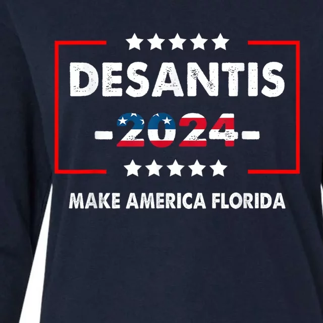 DeSantis 2024 Ron DeSantis For President 2024 Election Womens Cotton Relaxed Long Sleeve T-Shirt