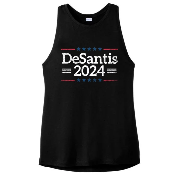 Desantis 2024 Retro Vintage Make America Florida Ladies Tri-Blend Wicking Tank