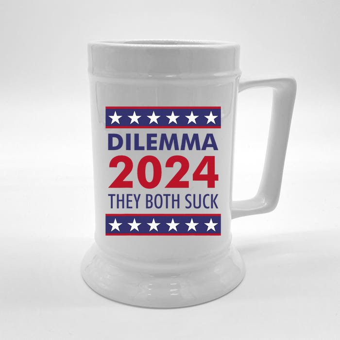 Dilemma 2024 They Both Suck Funny Sarcastic Us Election Front & Back Beer Stein