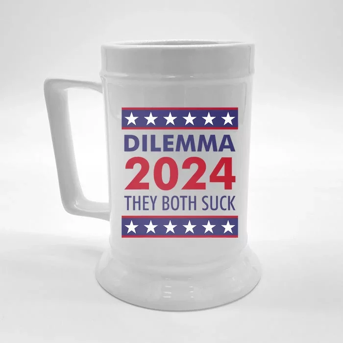 Dilemma 2024 They Both Suck Funny Sarcastic Us Election Front & Back Beer Stein