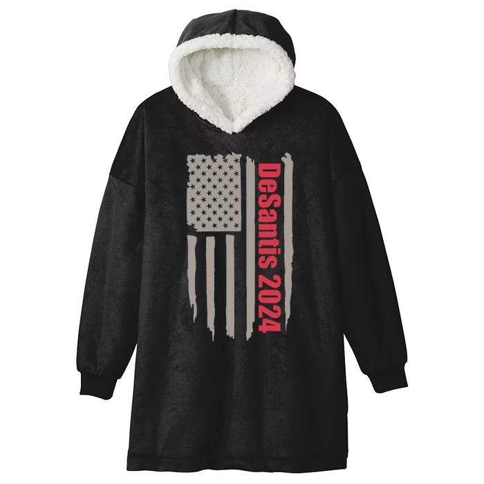 Desantis 2024 USA Flag Ron Desantis 2024 Election Desantis President 2024 Hooded Wearable Blanket