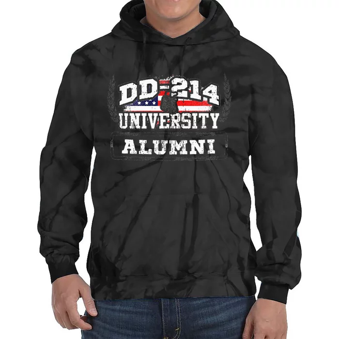 DD 214 University Alumni Military Vet Retired Veteran Flag Tie Dye Hoodie