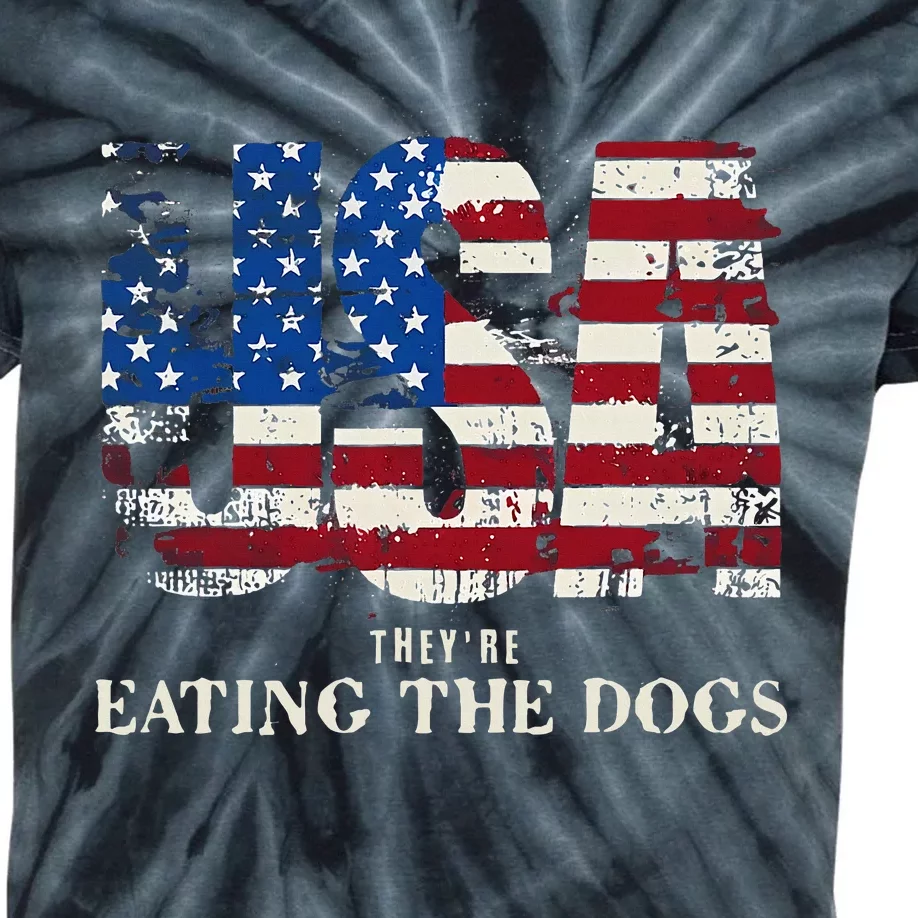 Debate 2024 Usa Flag They Are Eating The Dogs Voting Harris Kids Tie-Dye T-Shirt