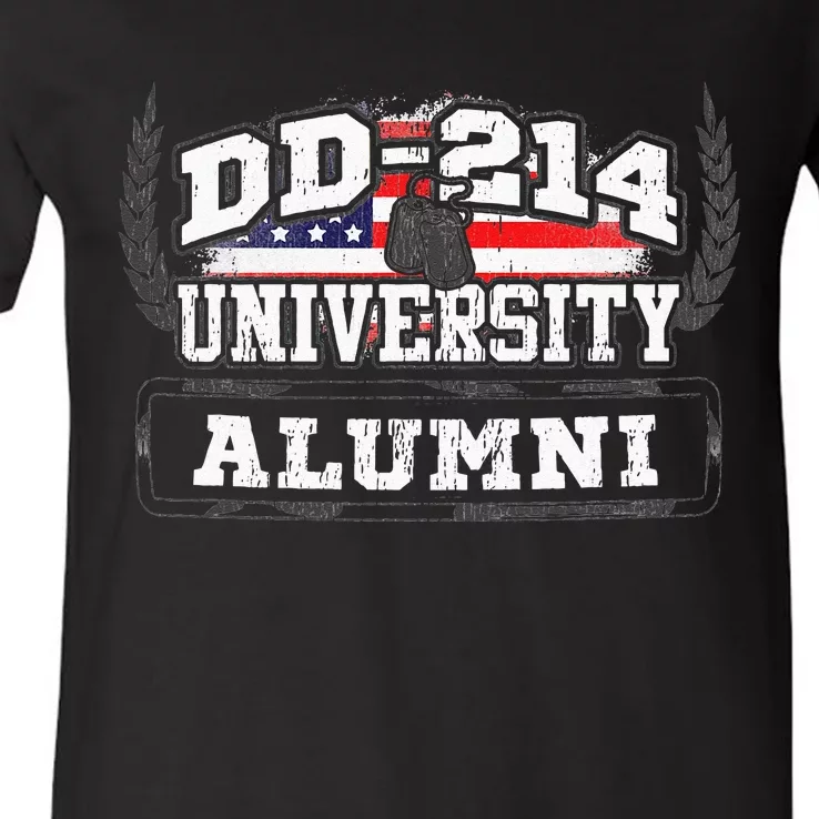 DD 214 University Alumni Military Vet Retired Veteran Flag V-Neck T-Shirt