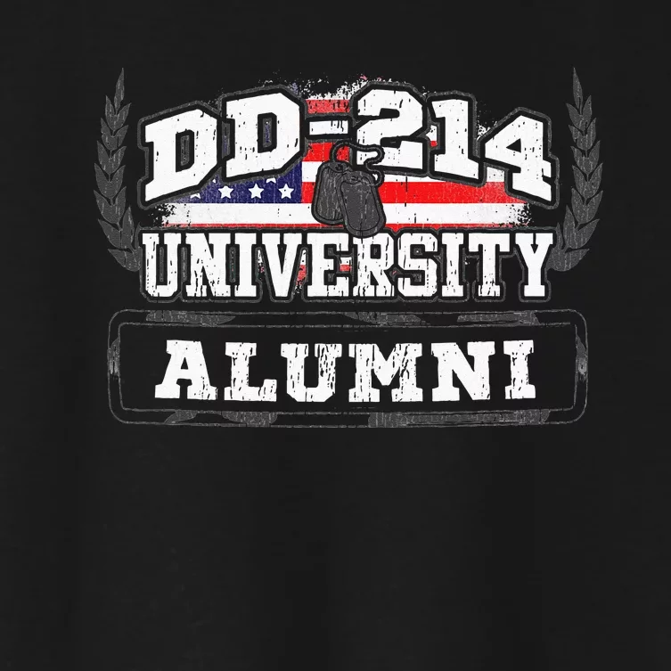 DD 214 University Alumni Military Vet Retired Veteran Flag Women's Crop Top Tee