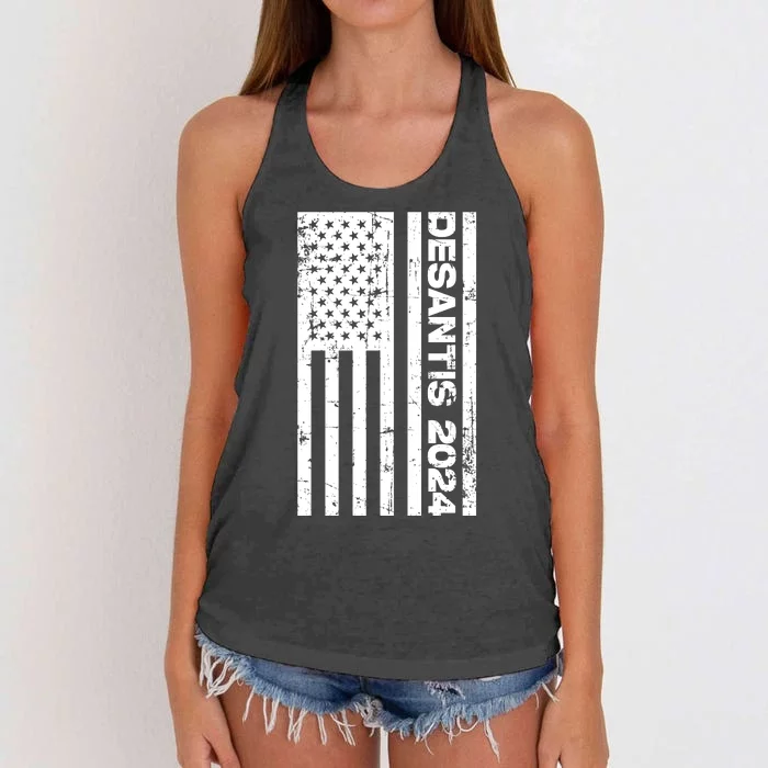 Desantis 2024 USA Flag Ron Desantis 2024 Election Desantis President 2024 Women's Knotted Racerback Tank