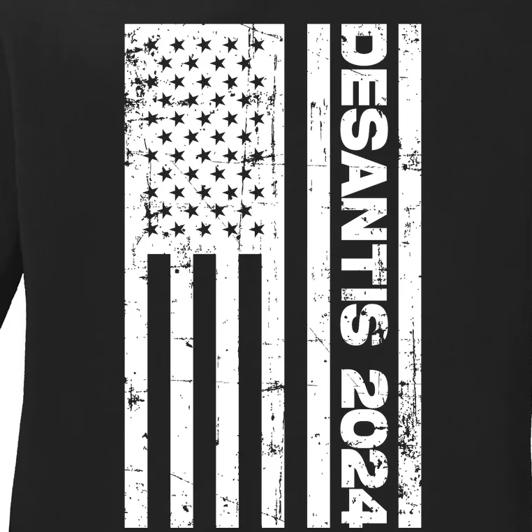 Desantis 2024 USA Flag Ron Desantis 2024 Election Desantis President 2024 Ladies Long Sleeve Shirt