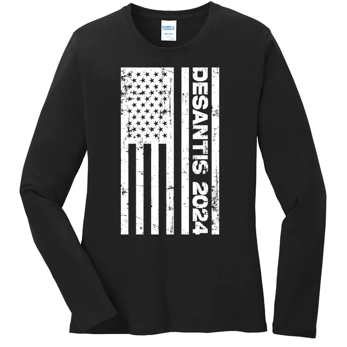 Desantis 2024 USA Flag Ron Desantis 2024 Election Desantis President 2024 Ladies Long Sleeve Shirt