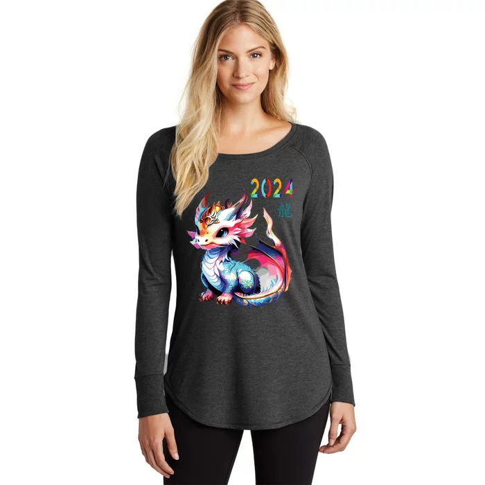 Dragon 2024 Year Of The Dragon Happy Lunar New Year 2024 Women's Perfect Tri Tunic Long Sleeve Shirt