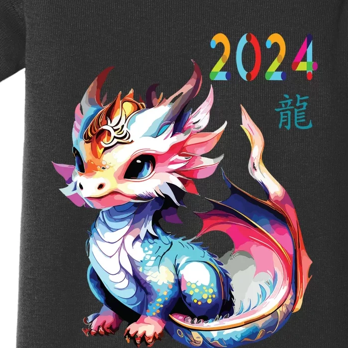 Dragon 2024 Year Of The Dragon Happy Lunar New Year 2024 Baby Bodysuit