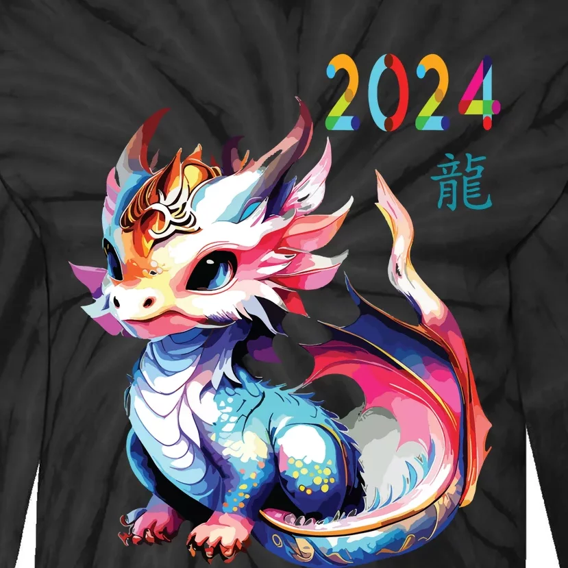 Dragon 2024 Year Of The Dragon Happy Lunar New Year 2024 Tie-Dye Long Sleeve Shirt