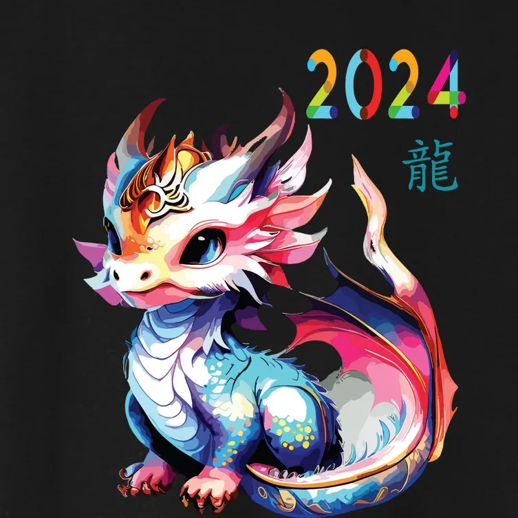 Dragon 2024 Year Of The Dragon Happy Lunar New Year 2024 Women's Crop Top Tee