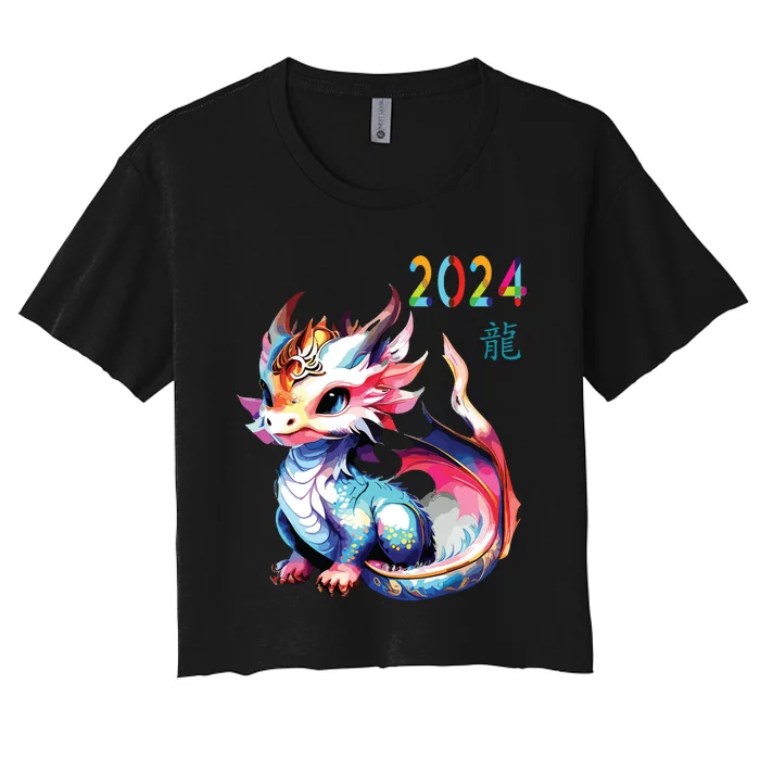 Dragon 2024 Year Of The Dragon Happy Lunar New Year 2024 Women's Crop Top Tee