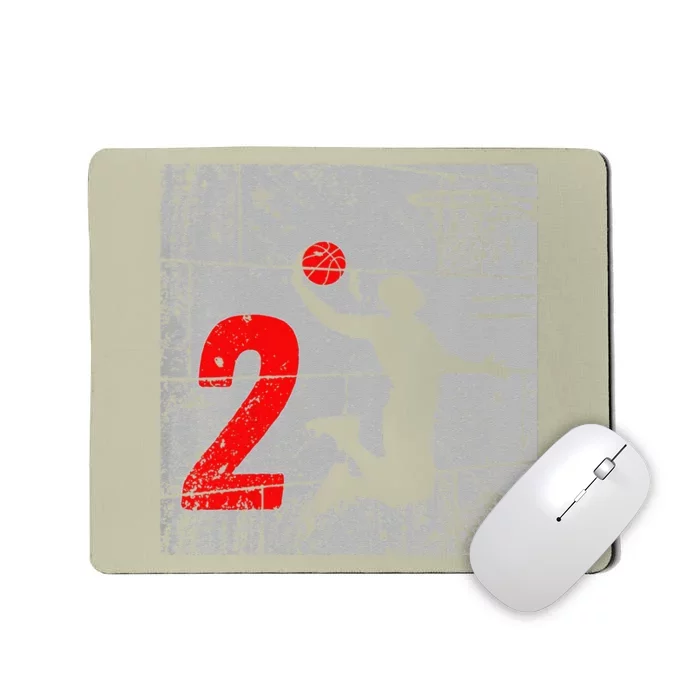 Distressed 2 Year Old 2nd Basketball Birthday Slam Dunk Mousepad