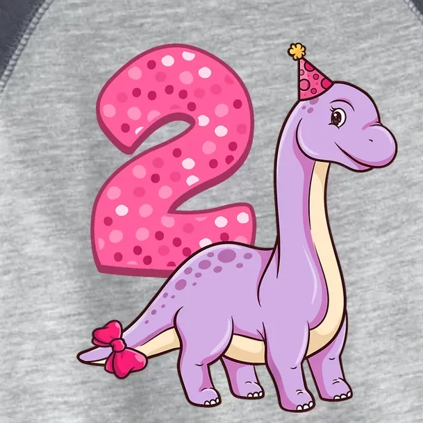 Dinosaur 2 Year Old 2nd Birthday Party Girl Toddler Fine Jersey T-Shirt