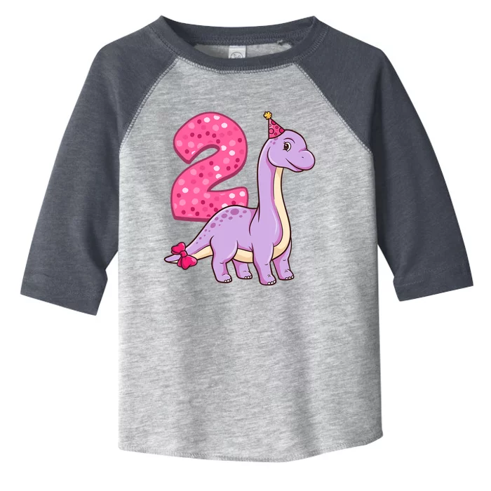 Dinosaur 2 Year Old 2nd Birthday Party Girl Toddler Fine Jersey T-Shirt