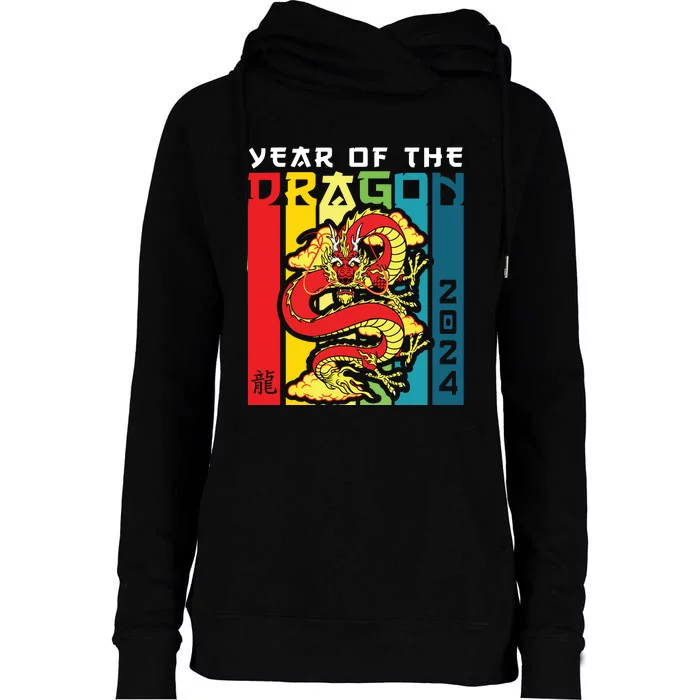 Dragon 2024 Year Of The Dragon Happy Lunar New Year 2024 Womens Funnel Neck Pullover Hood