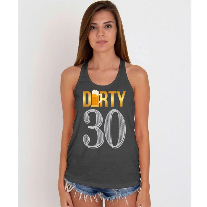 Dirty 30 30th Birthday Beer Thirty Women's Knotted Racerback Tank