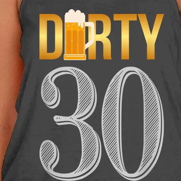 Dirty 30 30th Birthday Beer Thirty Women's Knotted Racerback Tank