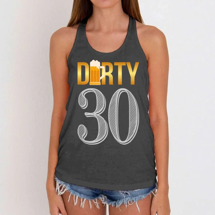 Dirty 30 30th Birthday Beer Thirty Women's Knotted Racerback Tank