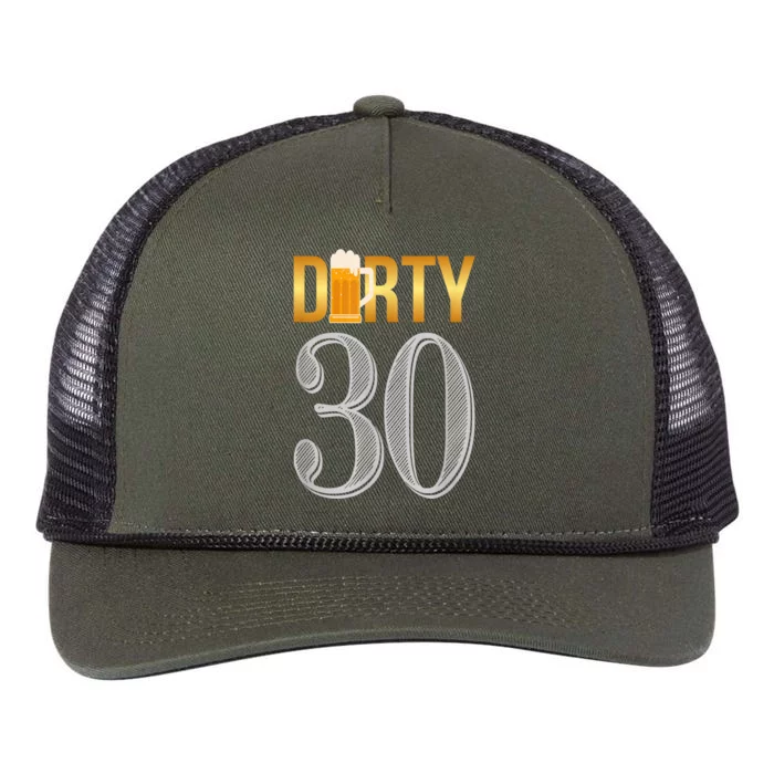 Dirty 30 30th Birthday Beer Thirty Retro Rope Trucker Hat Cap